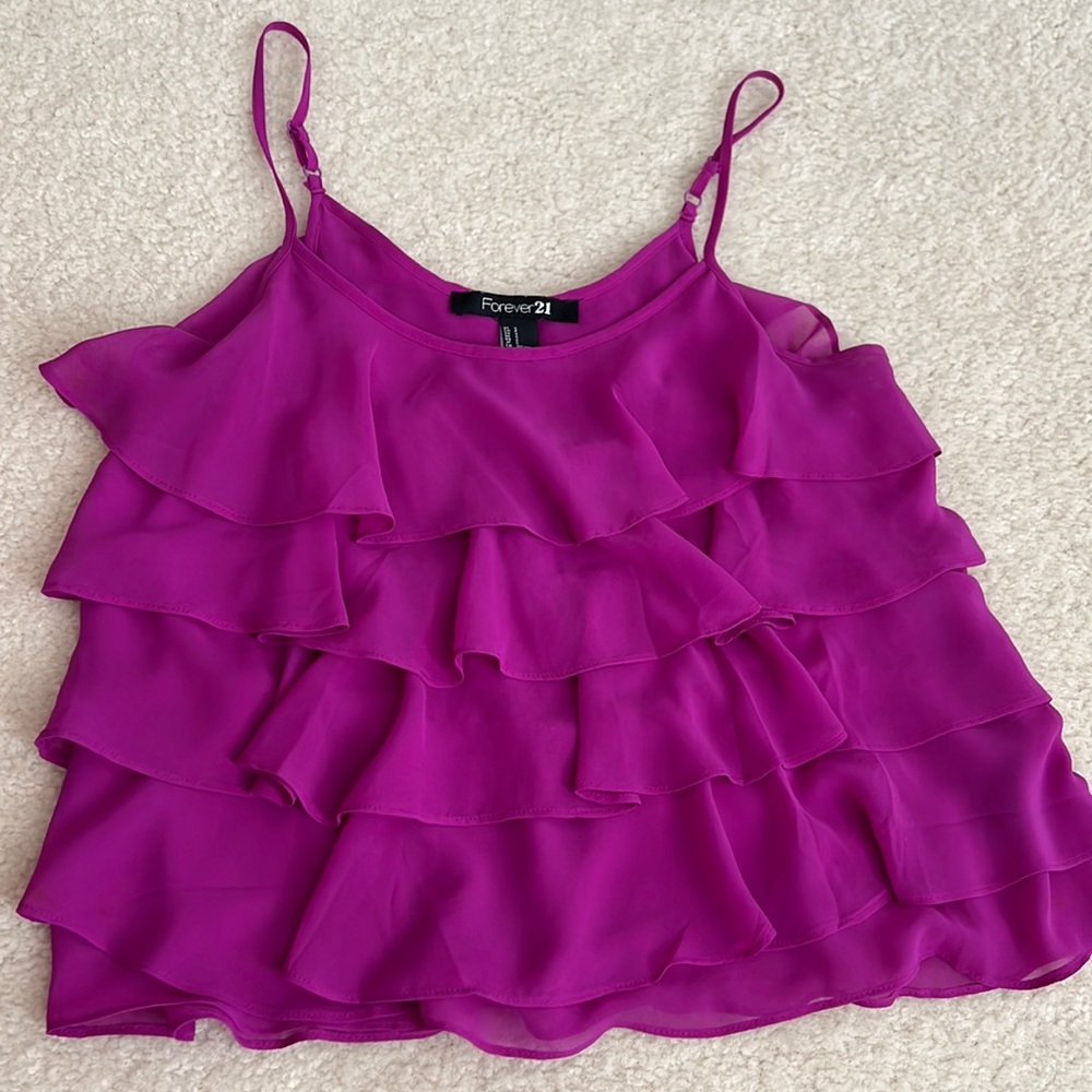 Purple ruffle blouse